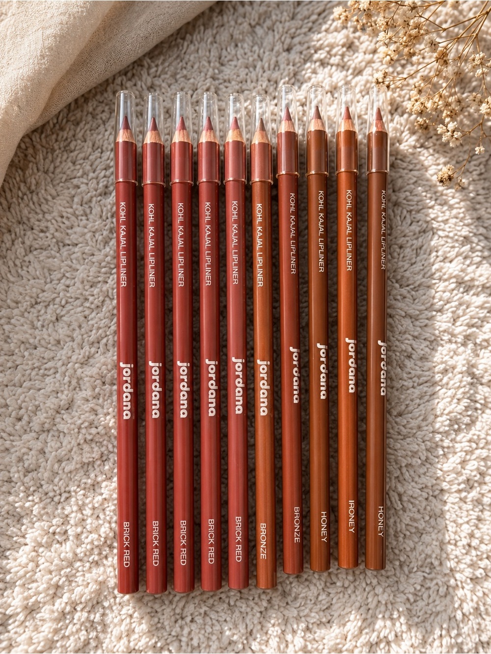 Jordan Lip Liner Pencil Set — Brick Red, Bronze & Honey